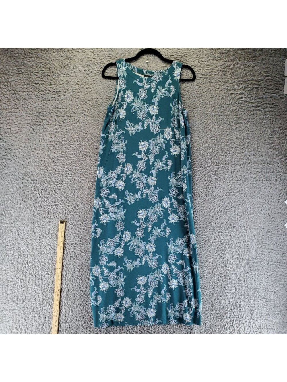 J. Jill Dress Womens Small Blue Floral Wearever Sleeveless Shift Midi
